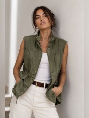 Current/Elliott The Leisure Vest | Army Green Utility Vest | Size 2 (M) | NWOT